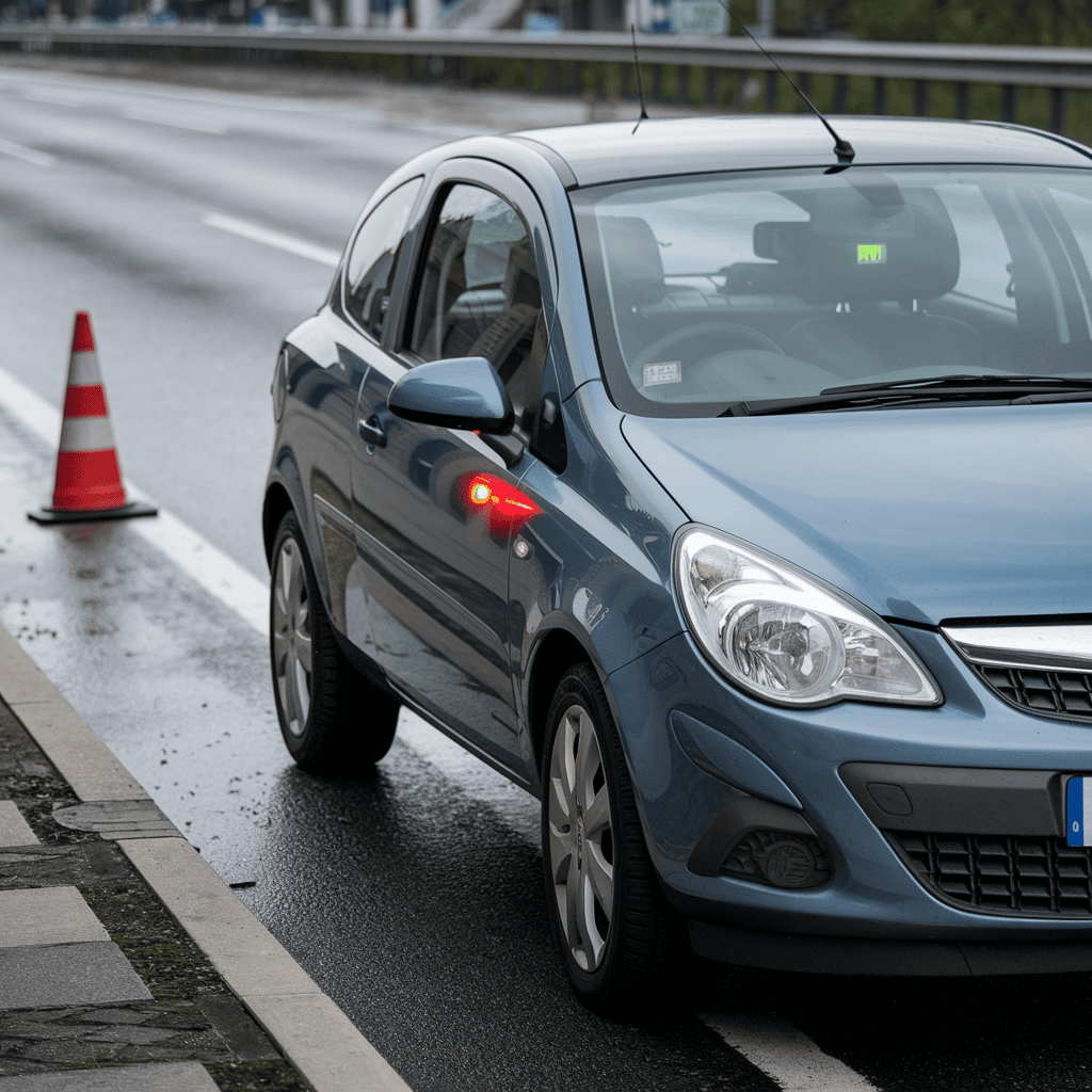 A car on the roadside.